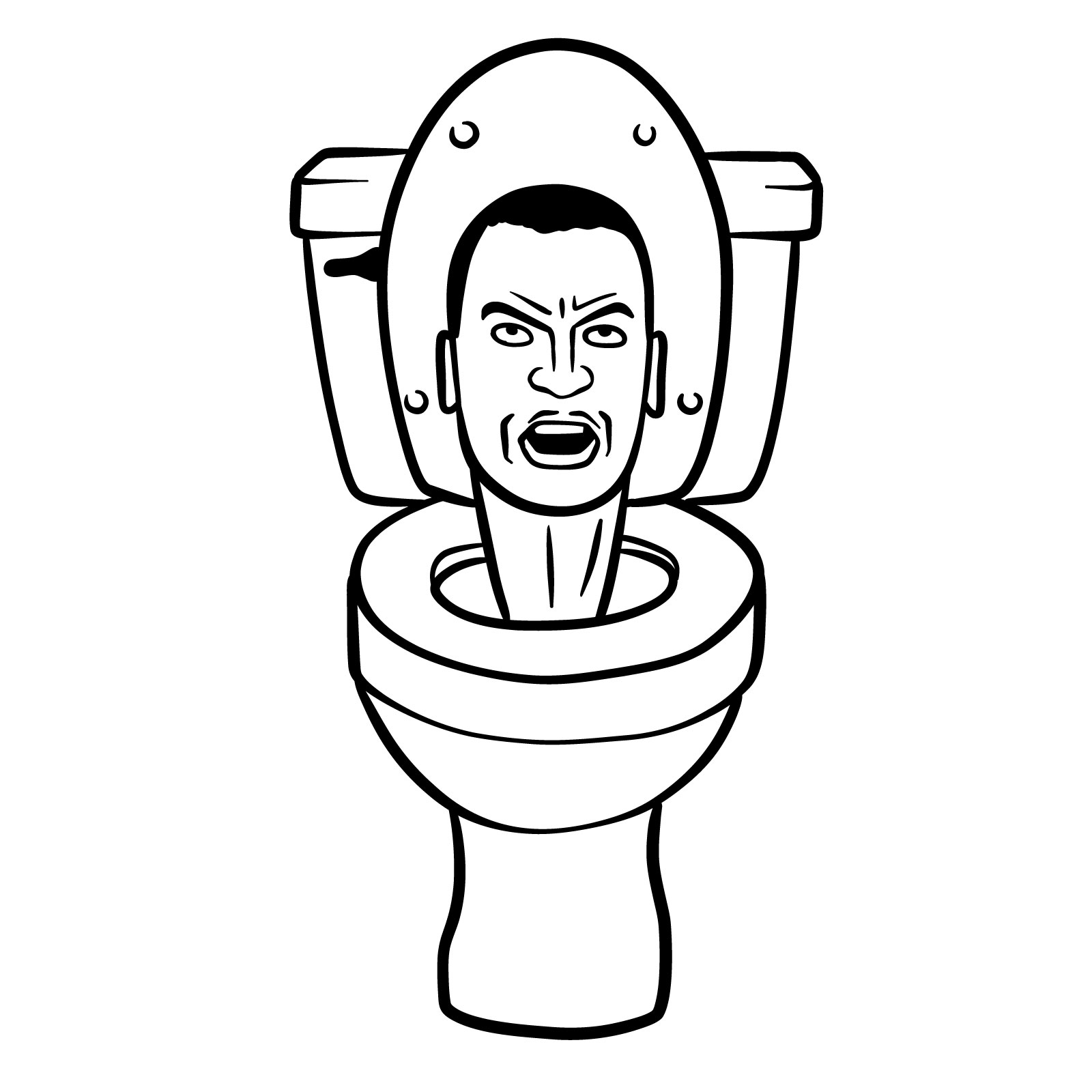 Completed line art of the Skibidi Toilet, ready for coloring - final step