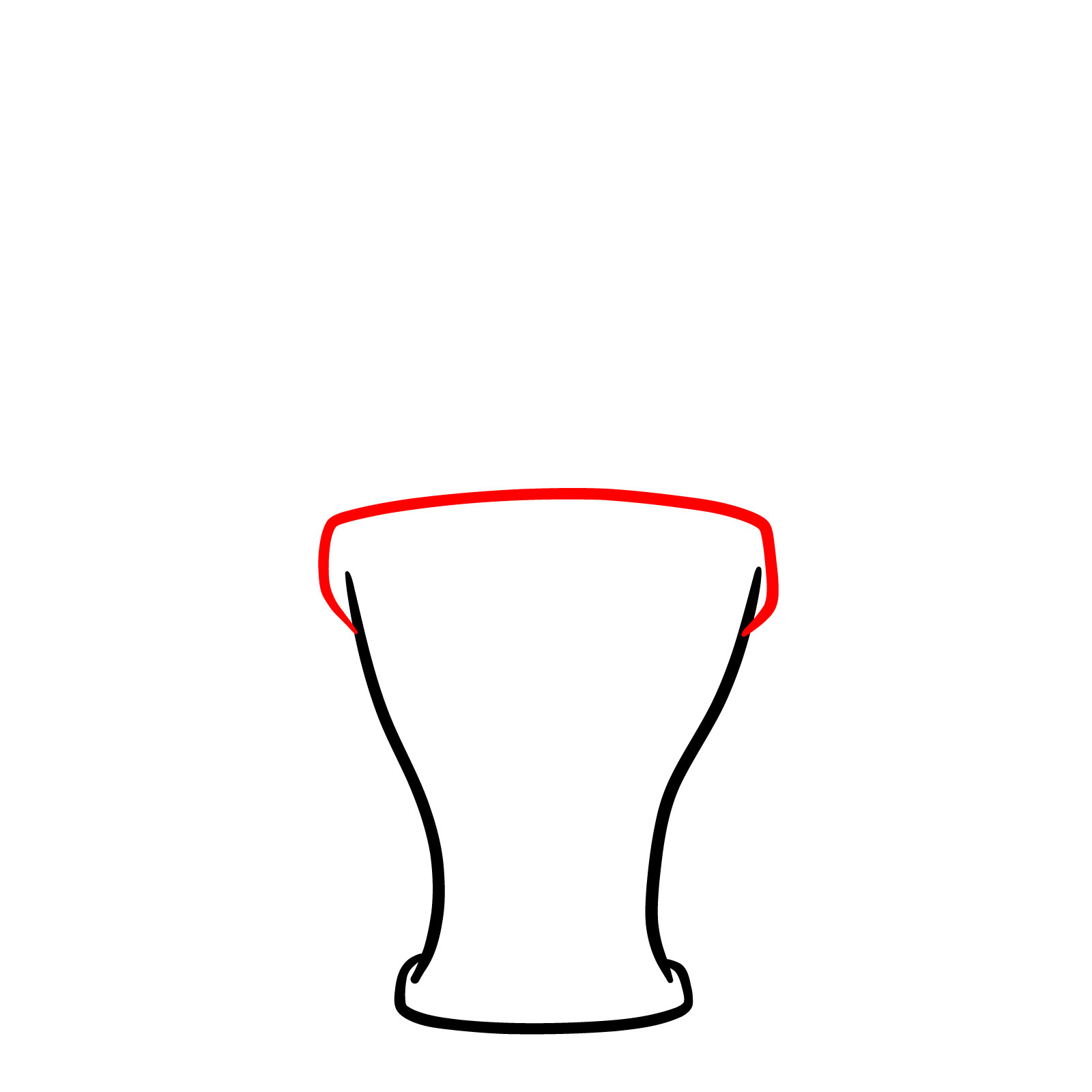 Sketching the upper segment of the toilet bowl - step 02