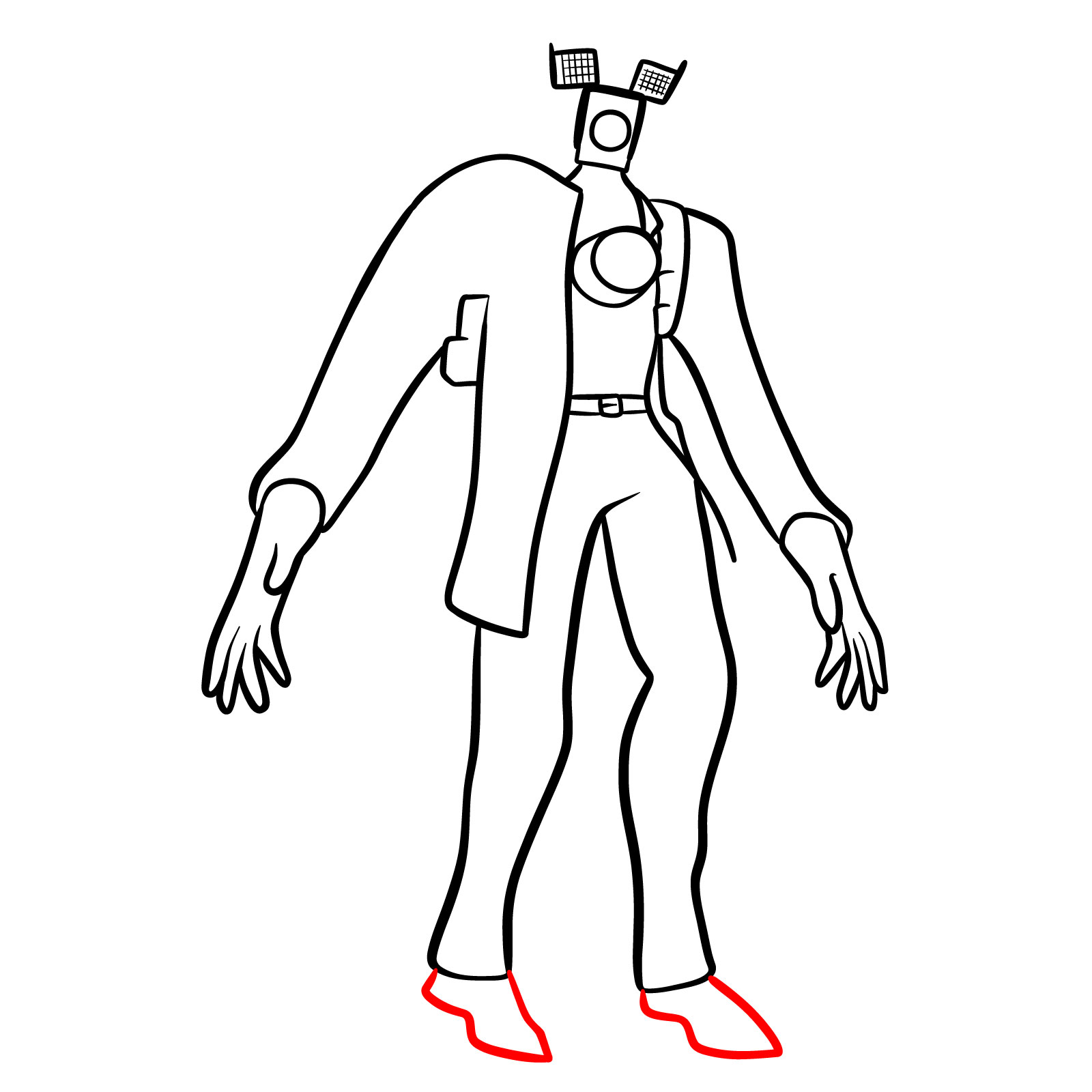 Sketch Titan Cameraman's shoes - step 13