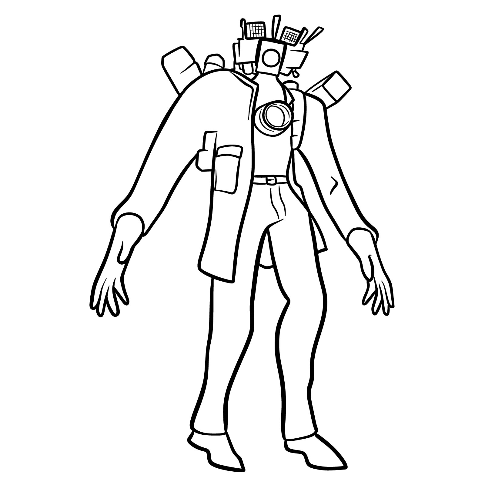 The finished sketch of Titan Cameraman, fully detailed and refined - final step