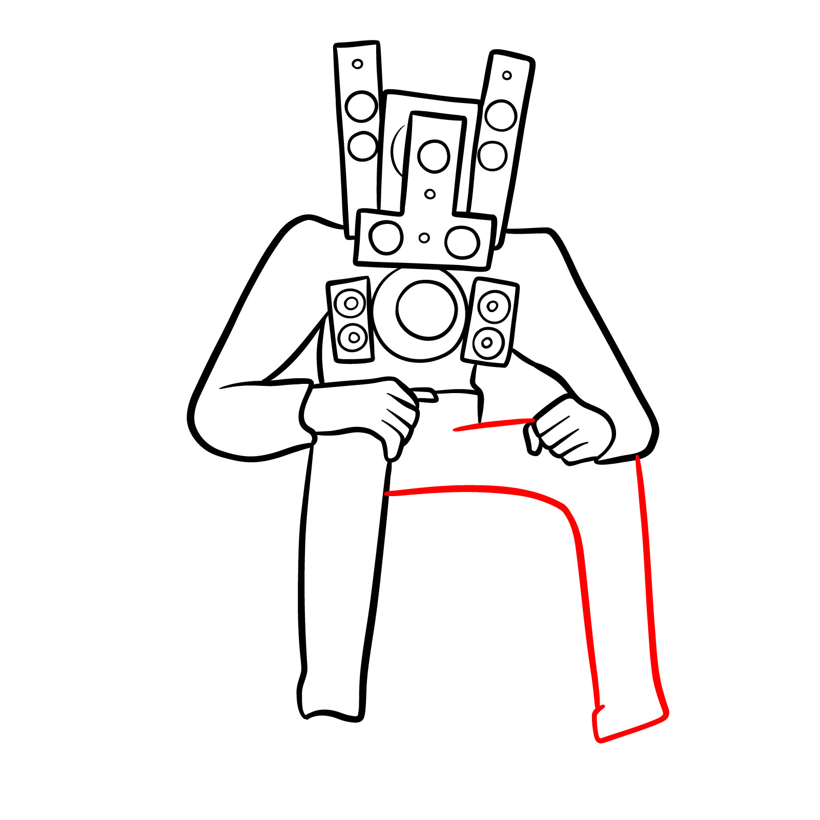 Outlining Titan Speakerman's left leg - step 10