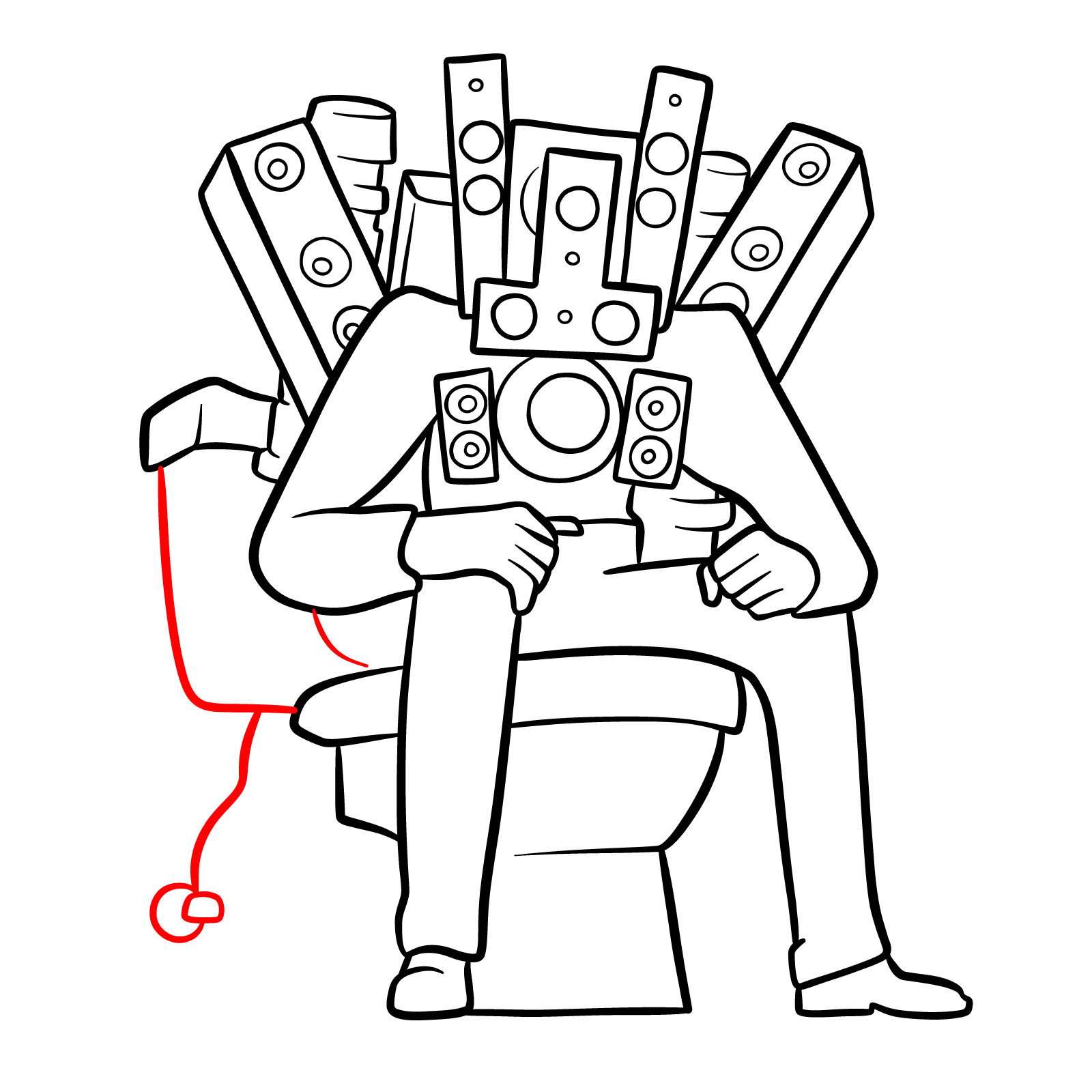 Drawing a water tubing connected to Titan Speakerman's toilet - step 17