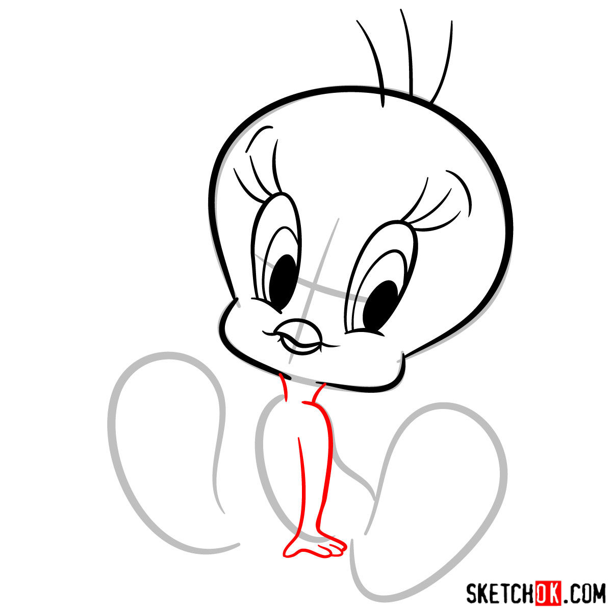 How to draw Tweety Bird - Sketchok easy drawing guides