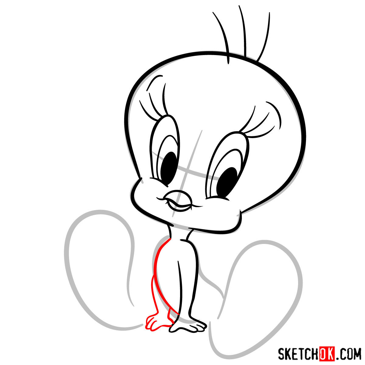 How to draw Tweety - step 06