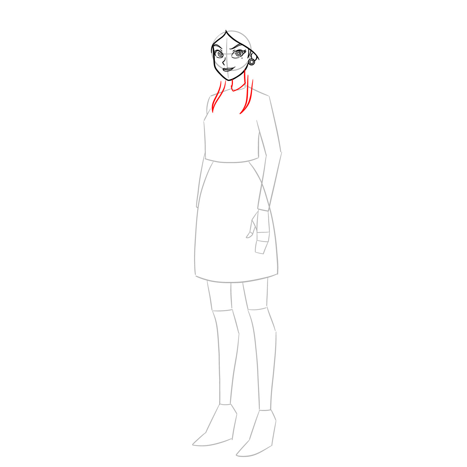 How to Draw Mandy from Totally Spies Season 7 - step 06