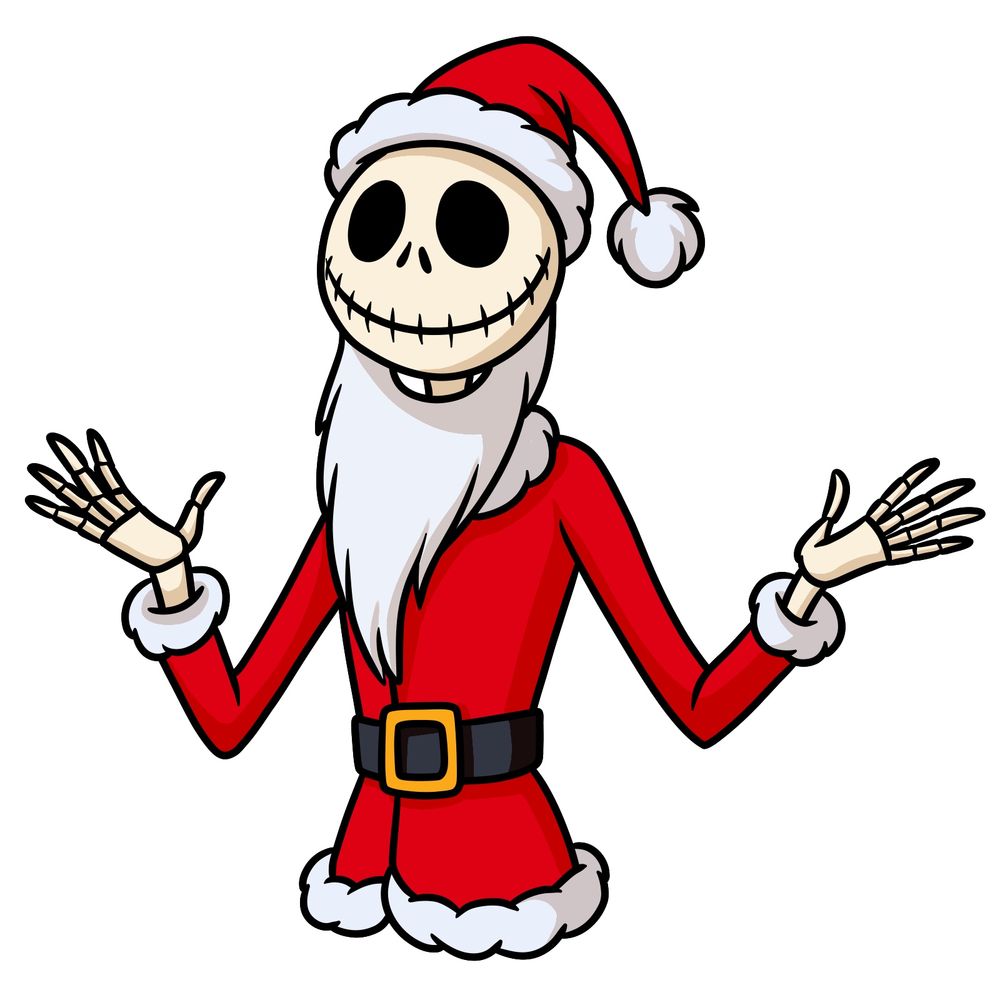 How to Draw Jack Skellington Dressed as Santa in 20 Steps