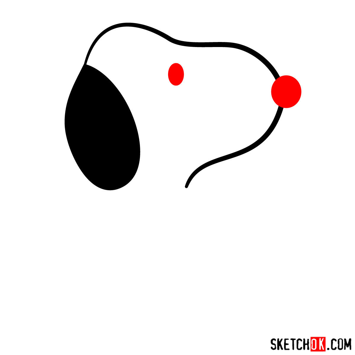 How to draw Snoopy - step 02