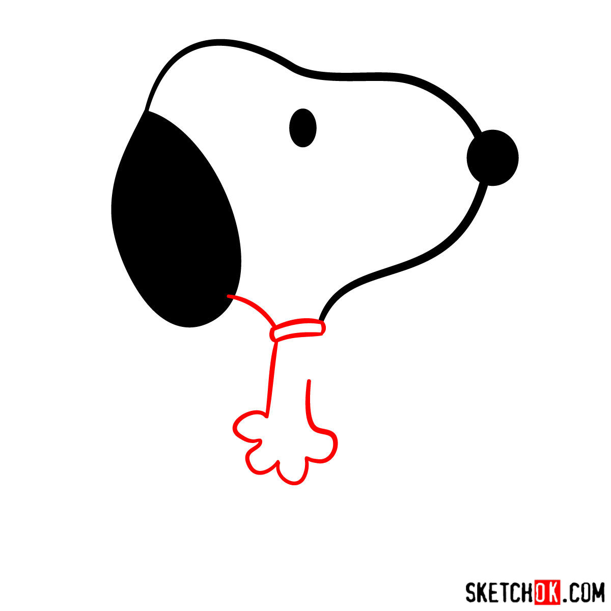 How to draw Snoopy - step 03