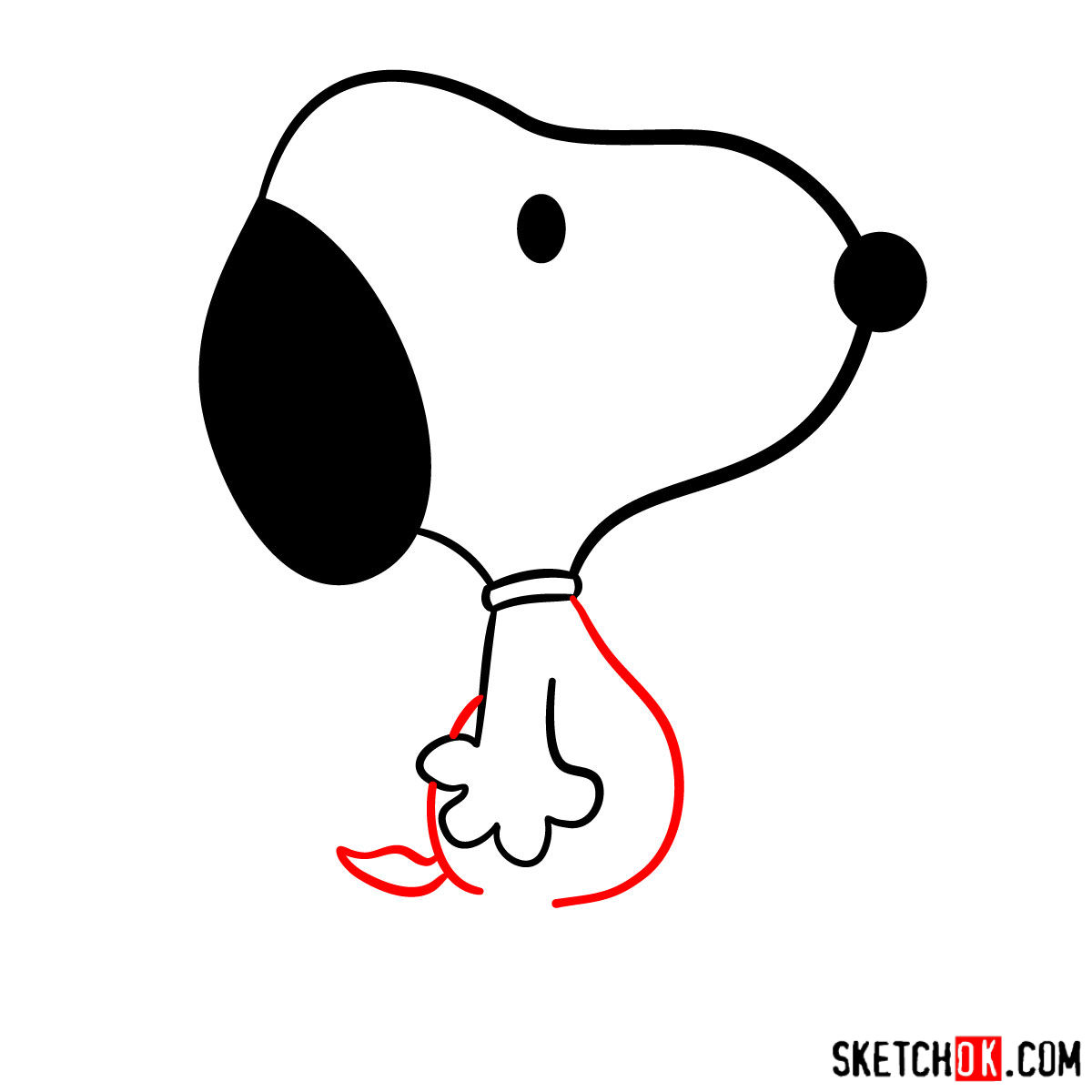 How to draw Snoopy - step 04
