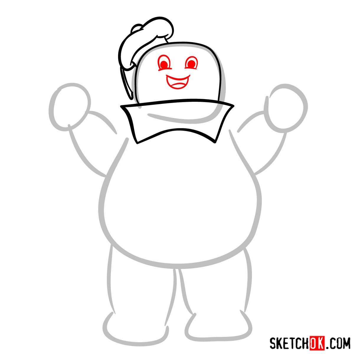 How to draw Stay Puft Marshmallow Man - step 04
