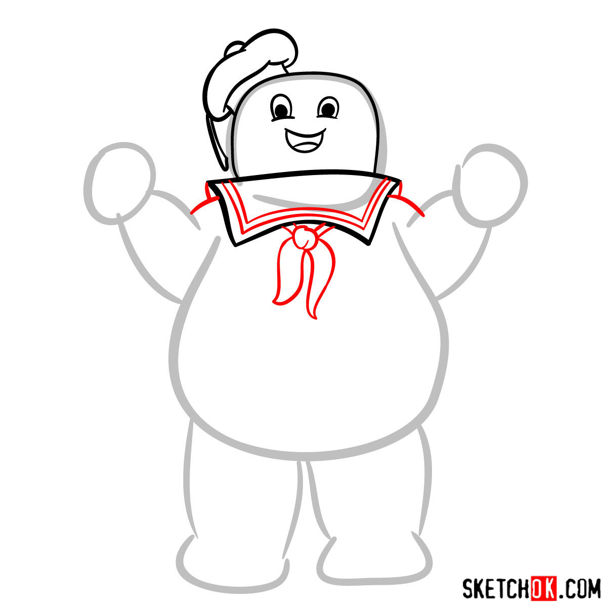 How to draw Stay Puft Marshmallow Man - step 05