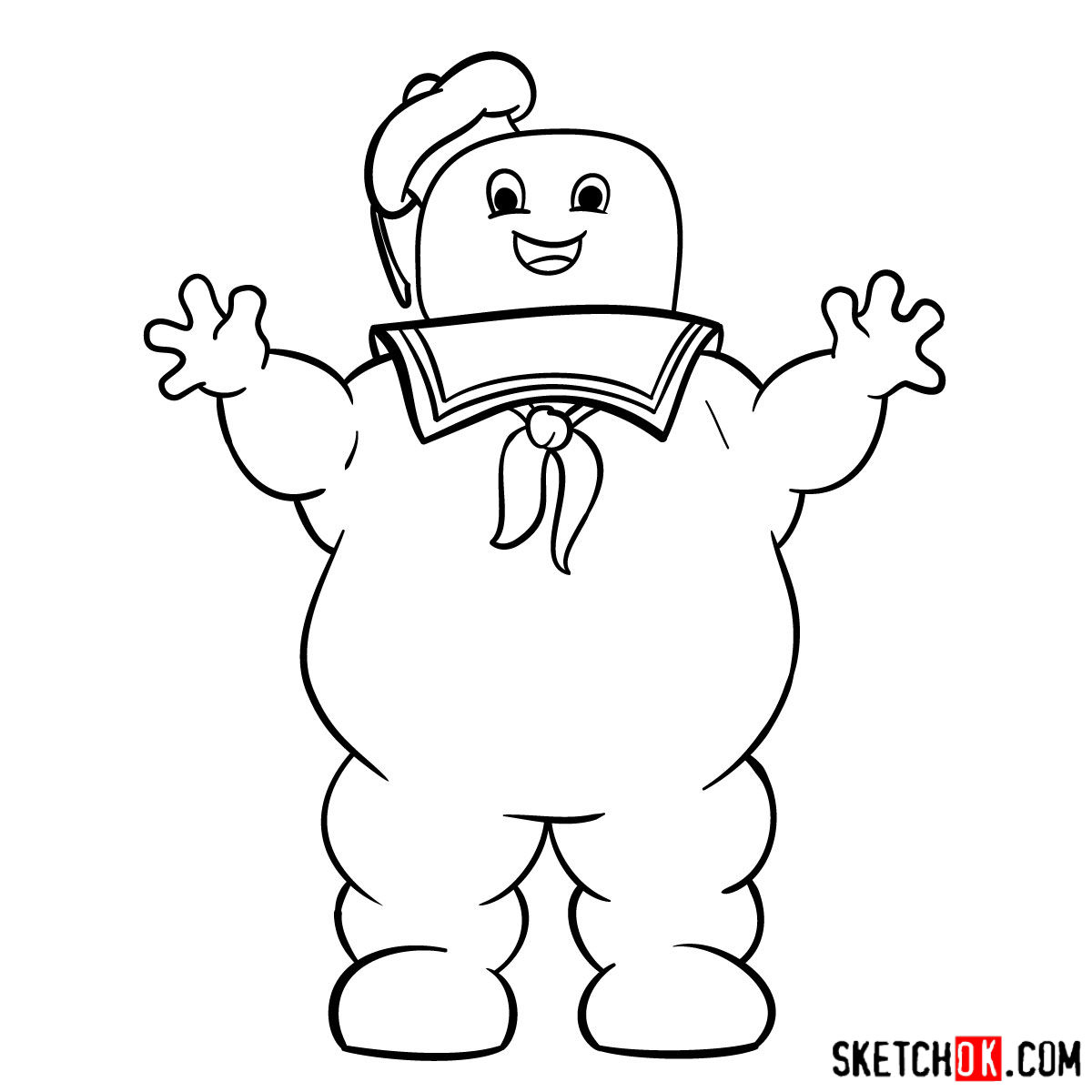 How to draw Stay Puft Marshmallow Man - step 10