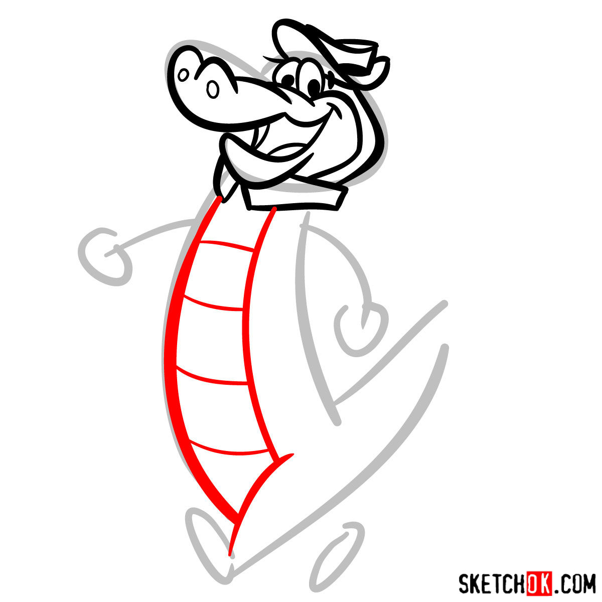 How to draw Wally Gator - step 06