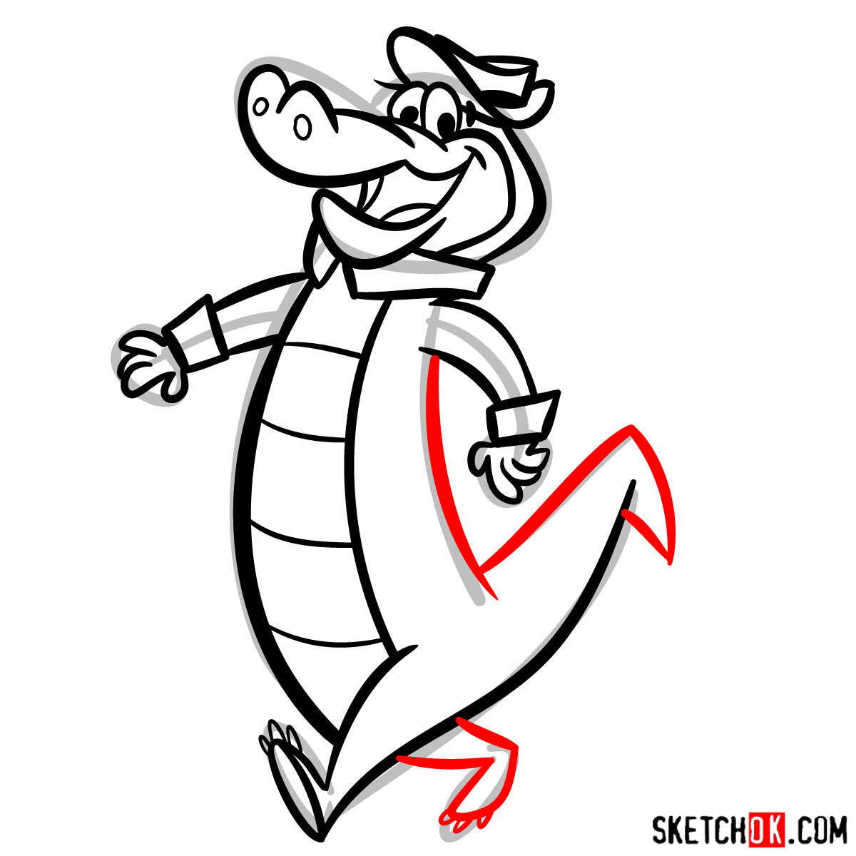 How to draw Wally Gator - step 09