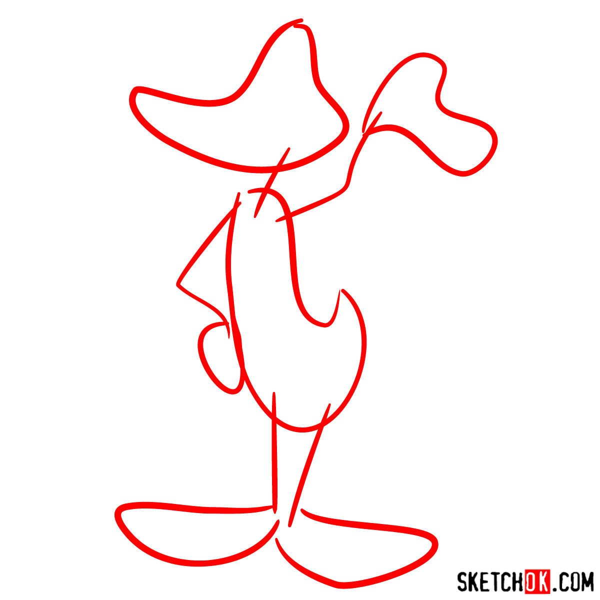 How to draw Daffy Duck - step 01