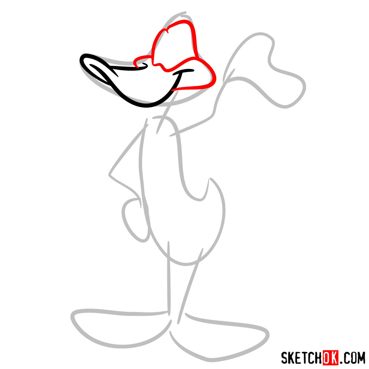 How to draw Daffy Duck - step 03