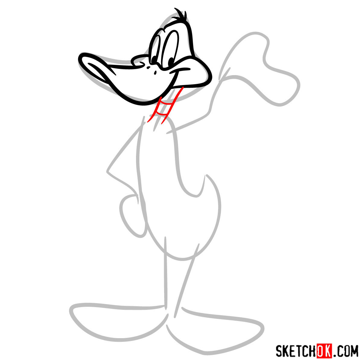 How to draw Daffy Duck - step 05