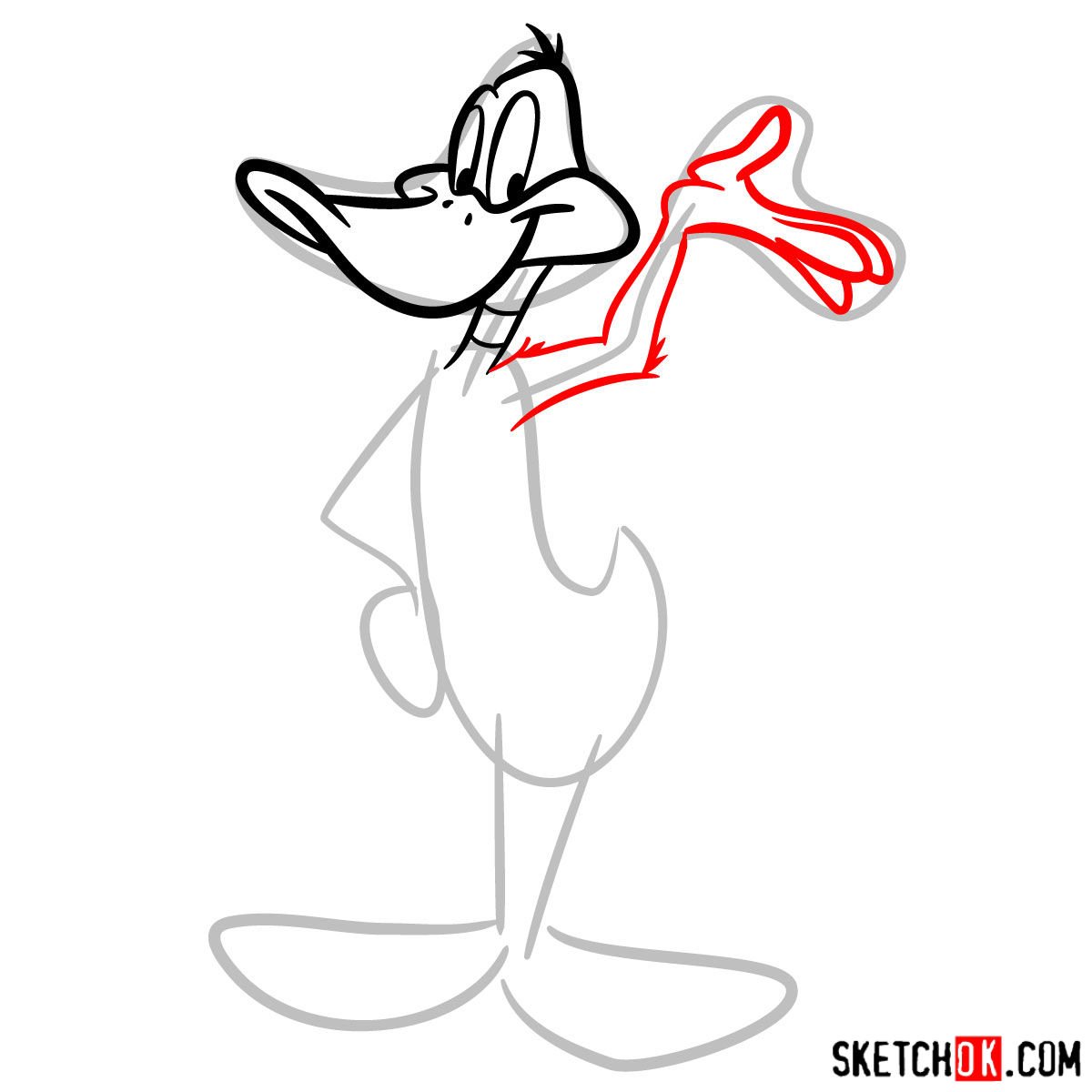 How to draw Daffy Duck - step 06