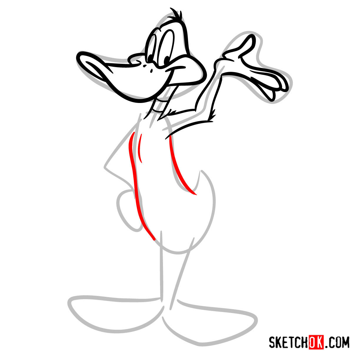 How to draw Daffy Duck - step 07