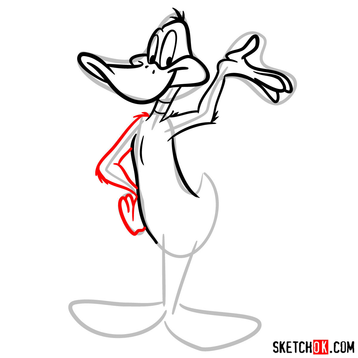 How to draw Daffy Duck - step 08