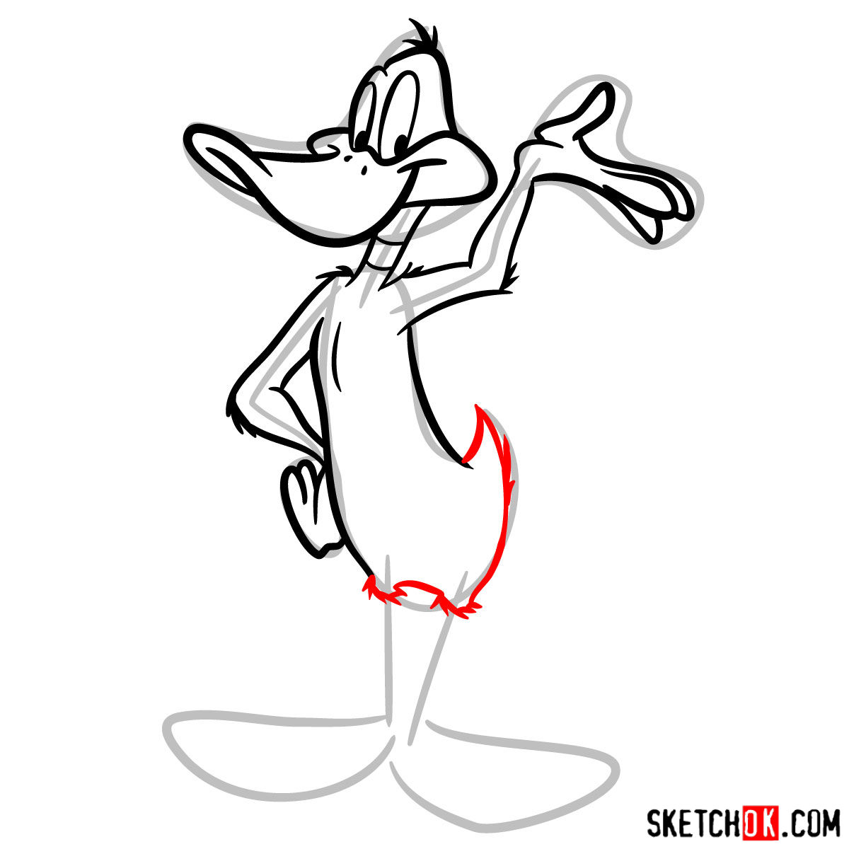 How to draw Daffy Duck - step 09