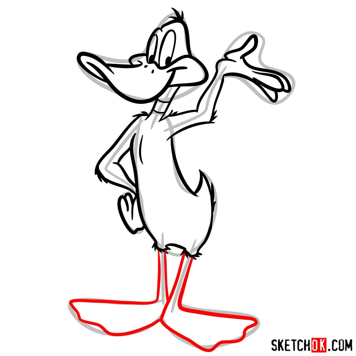 How to draw Daffy Duck Sketchok easy drawing guides