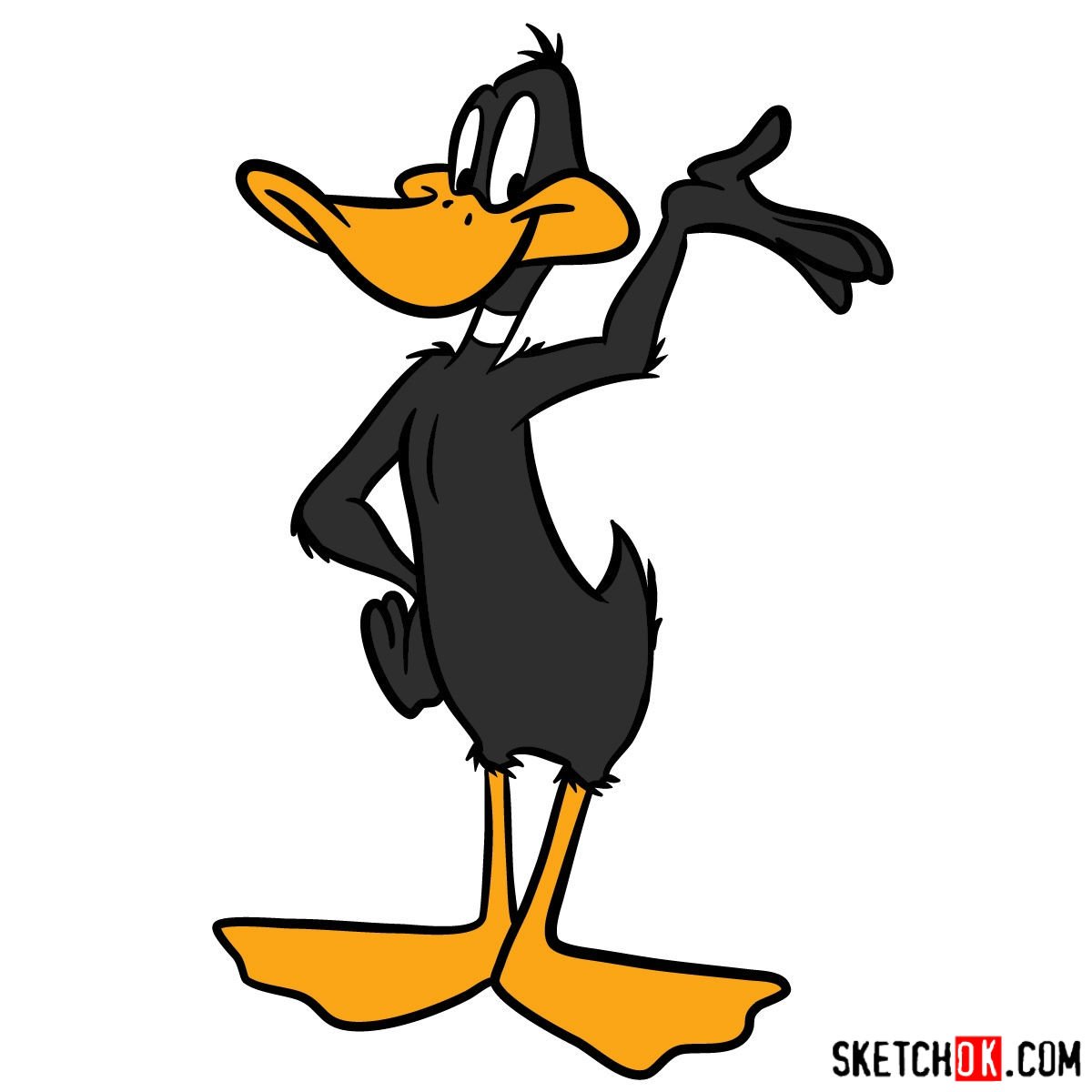 How to draw Daffy Duck Sketchok easy drawing guides