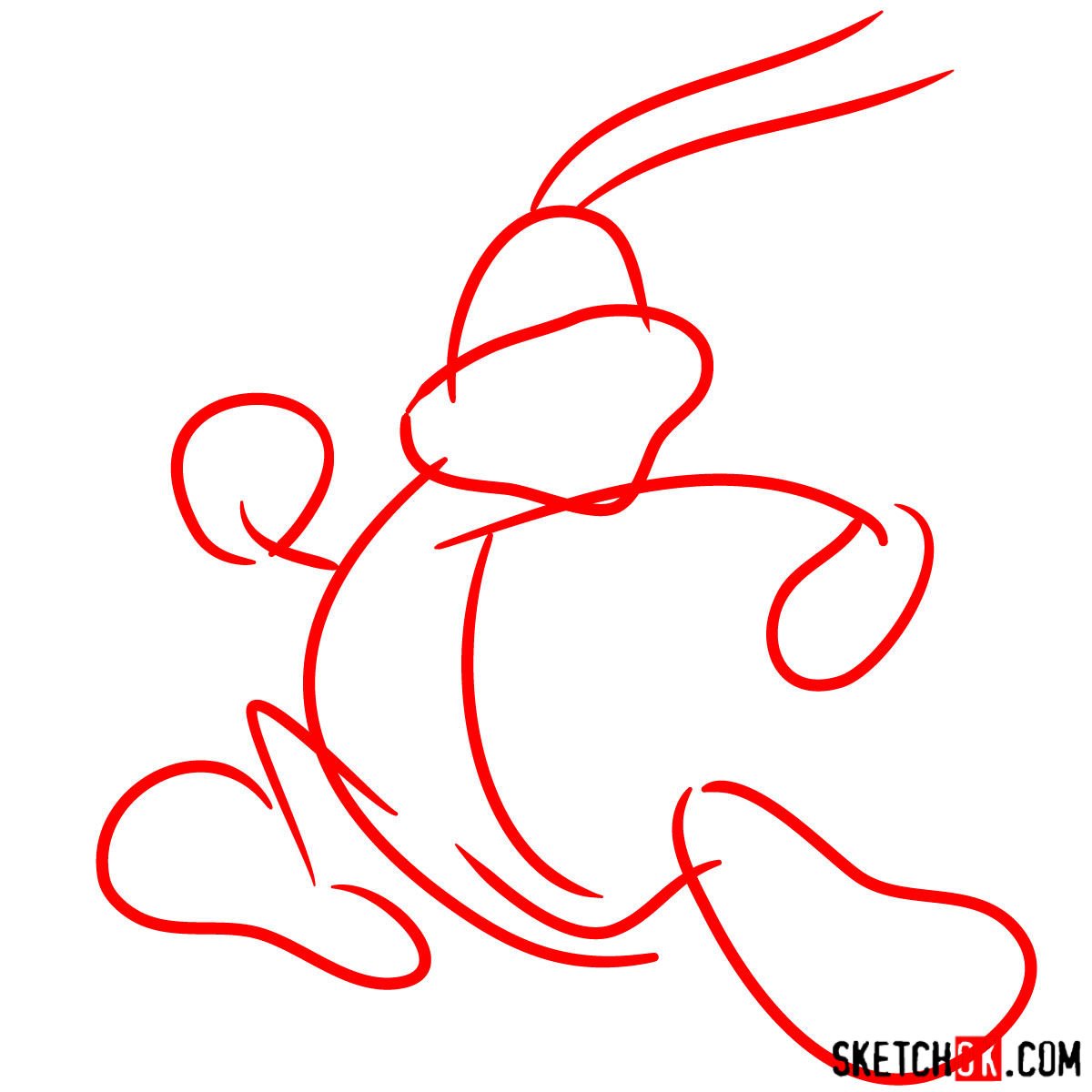 How to draw Bugs Bunny running - step 01