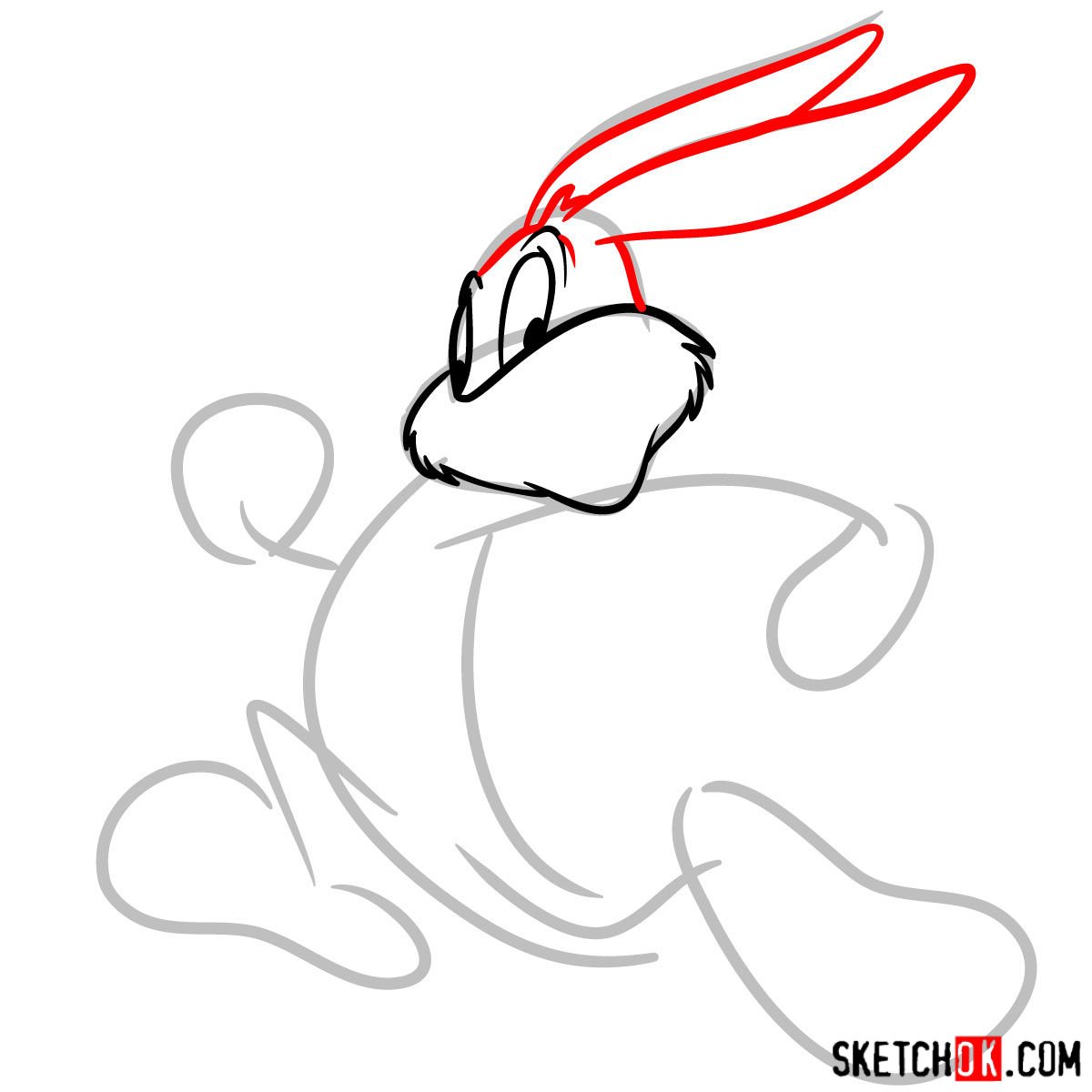 How to draw Bugs Bunny running - step 04