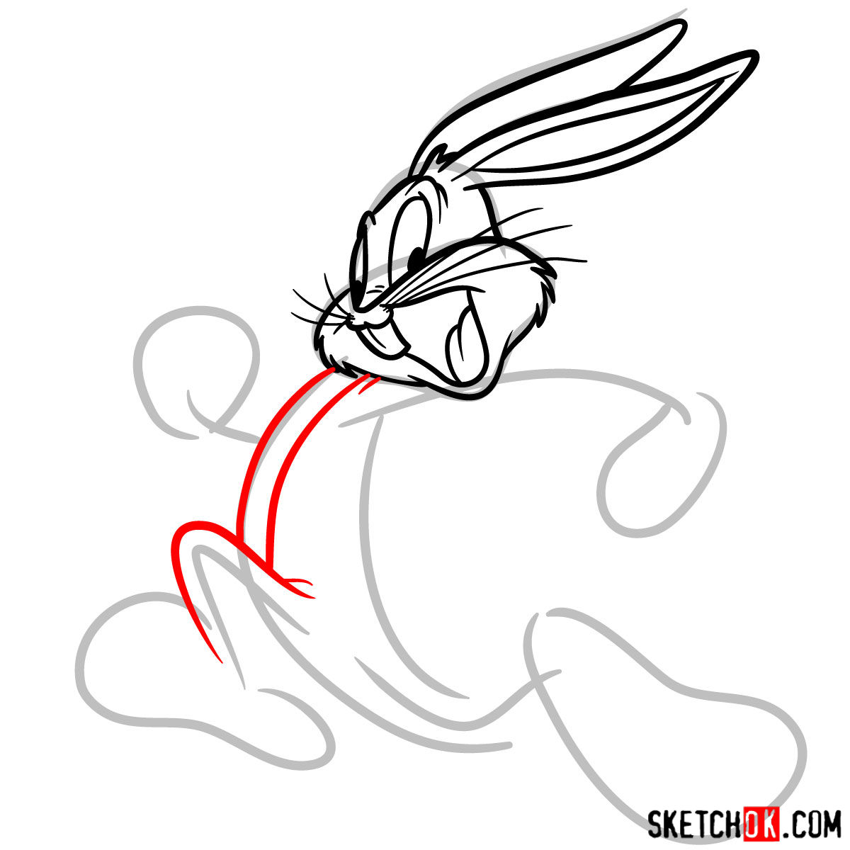 How to draw Bugs Bunny running -  step 06