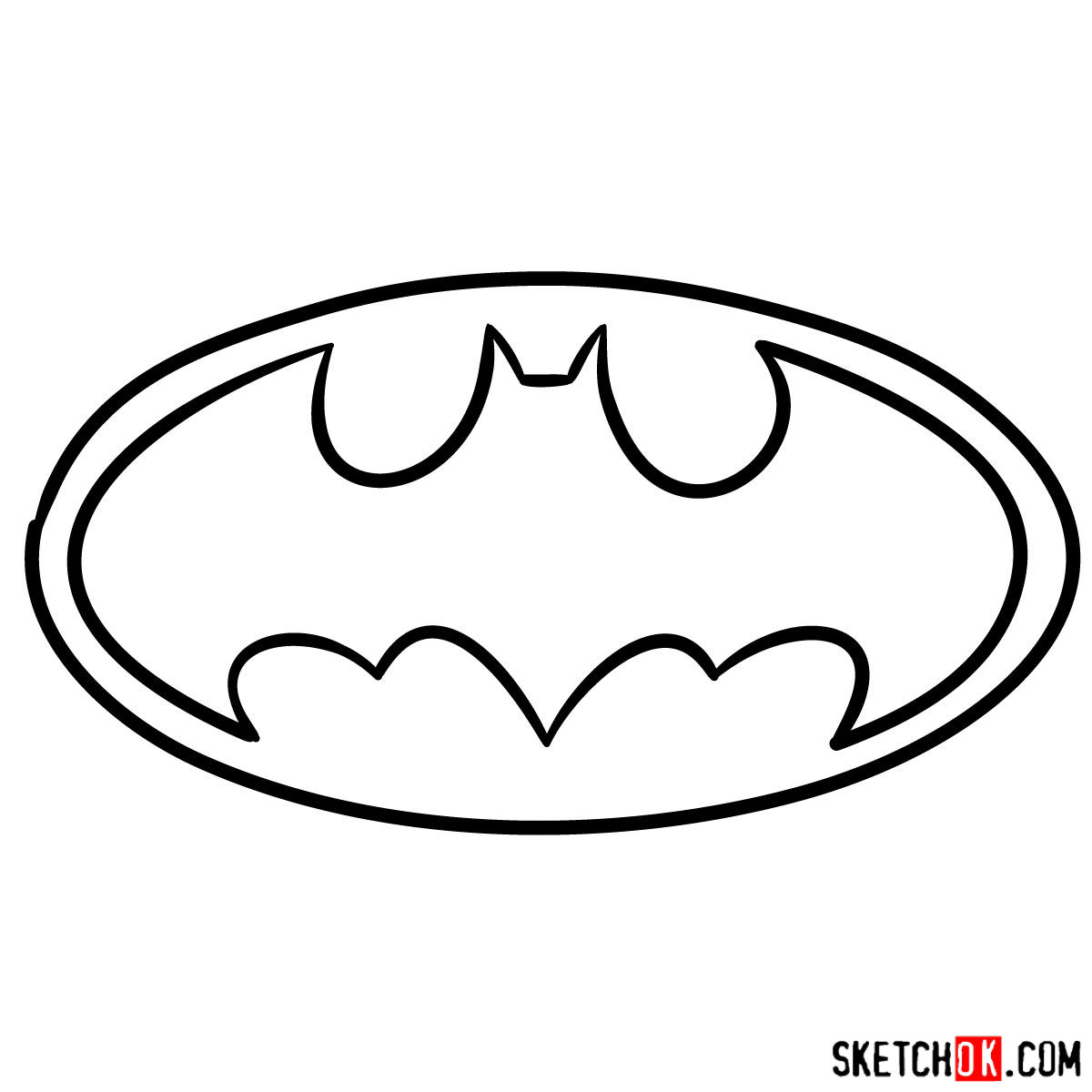 How to draw Batman Sign - step 05