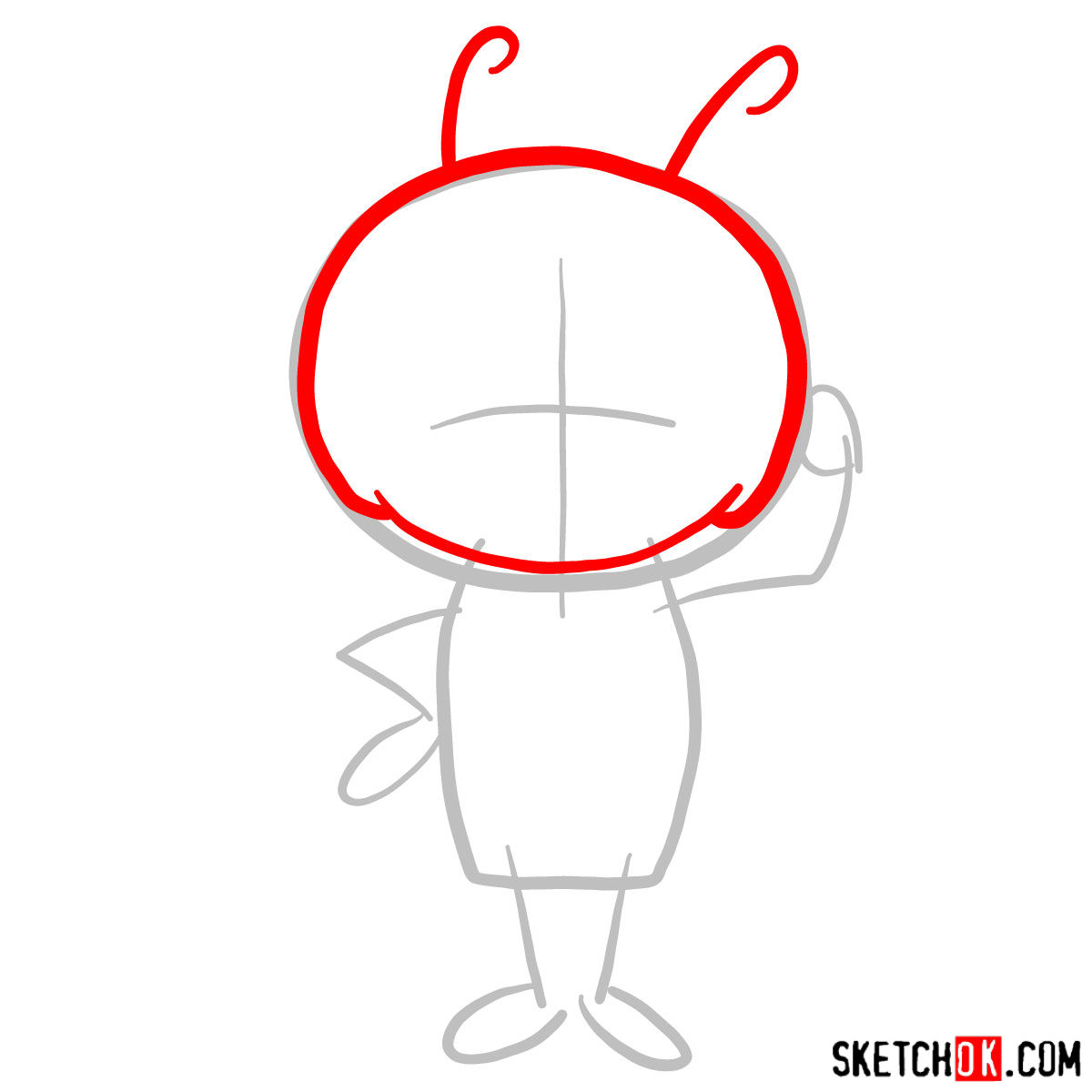 How to draw Atom Ant - step 02