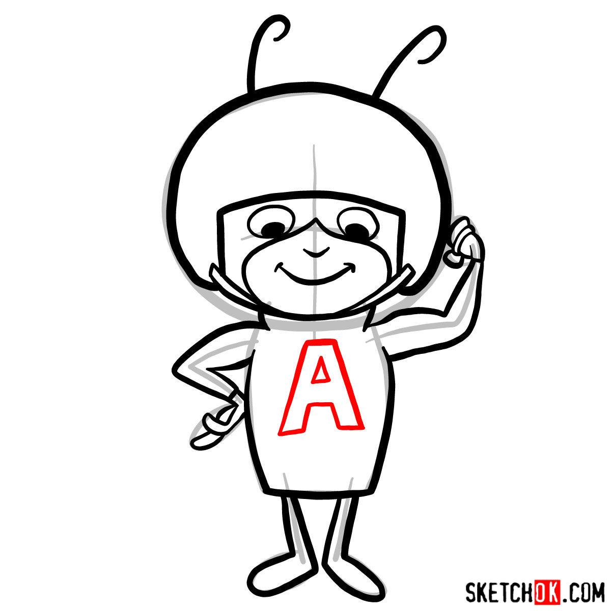 How to draw Atom Ant - step 09