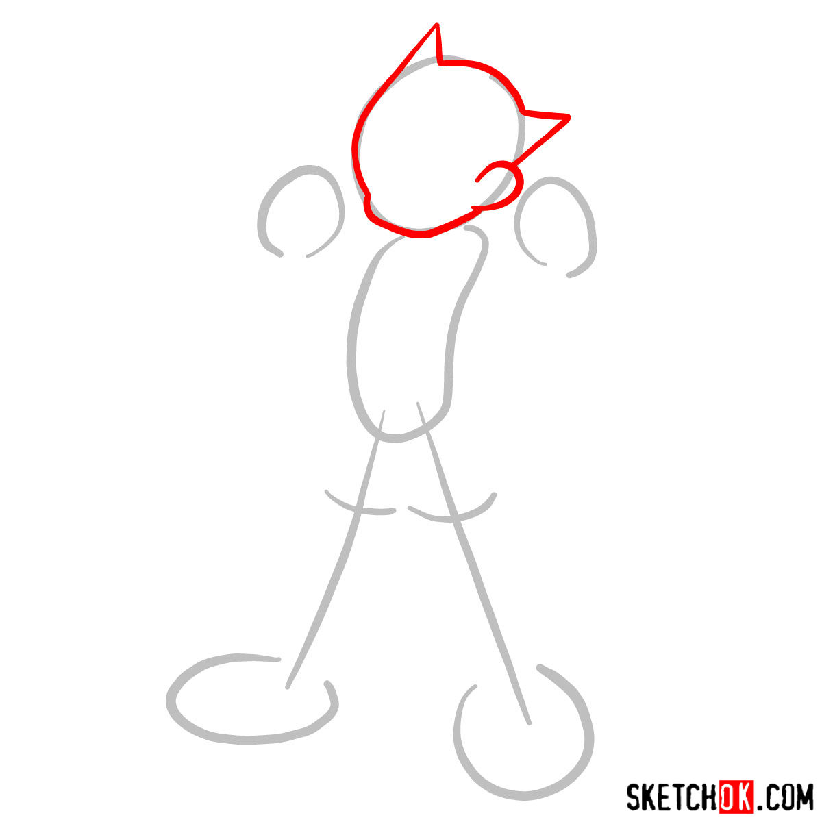 How to draw Astro Boy - step 02