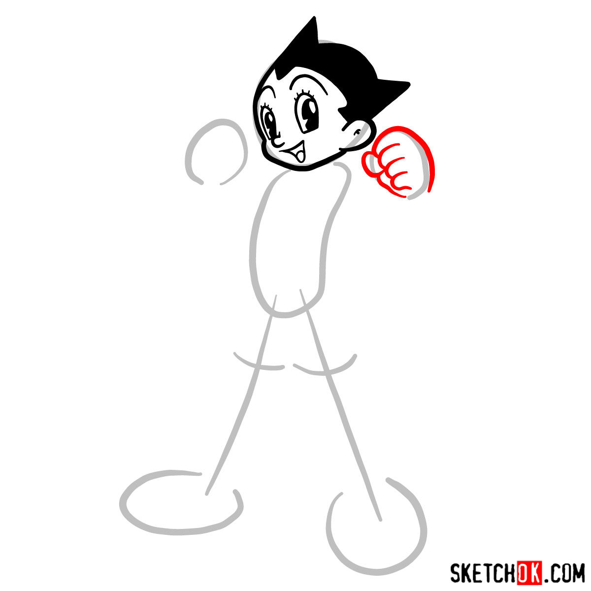 How to draw Astro Boy - step 05