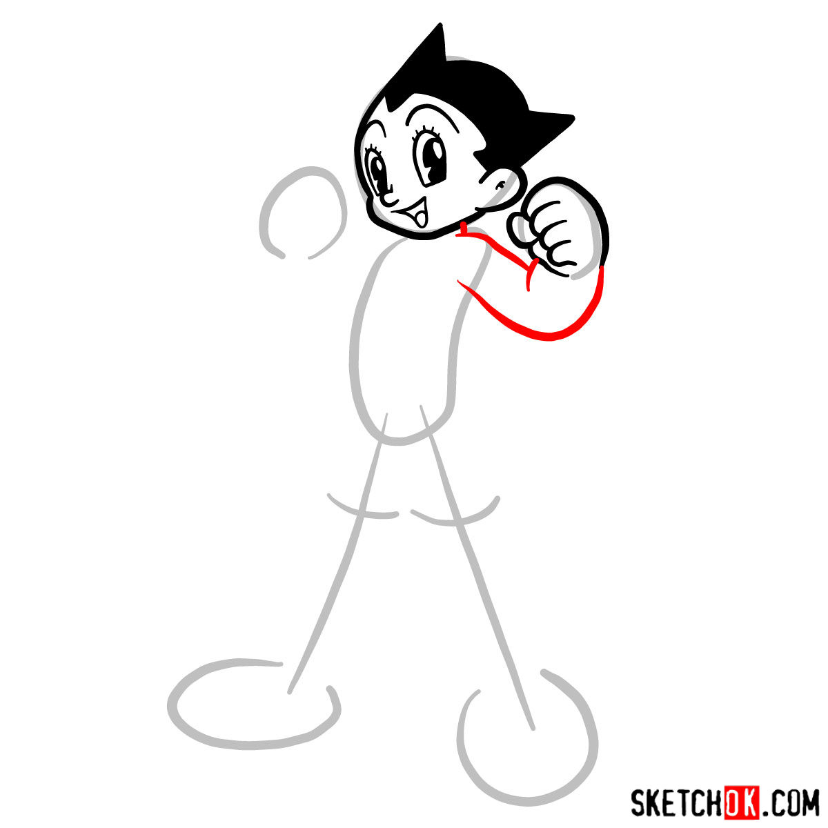 How to draw Astro Boy -  step 06