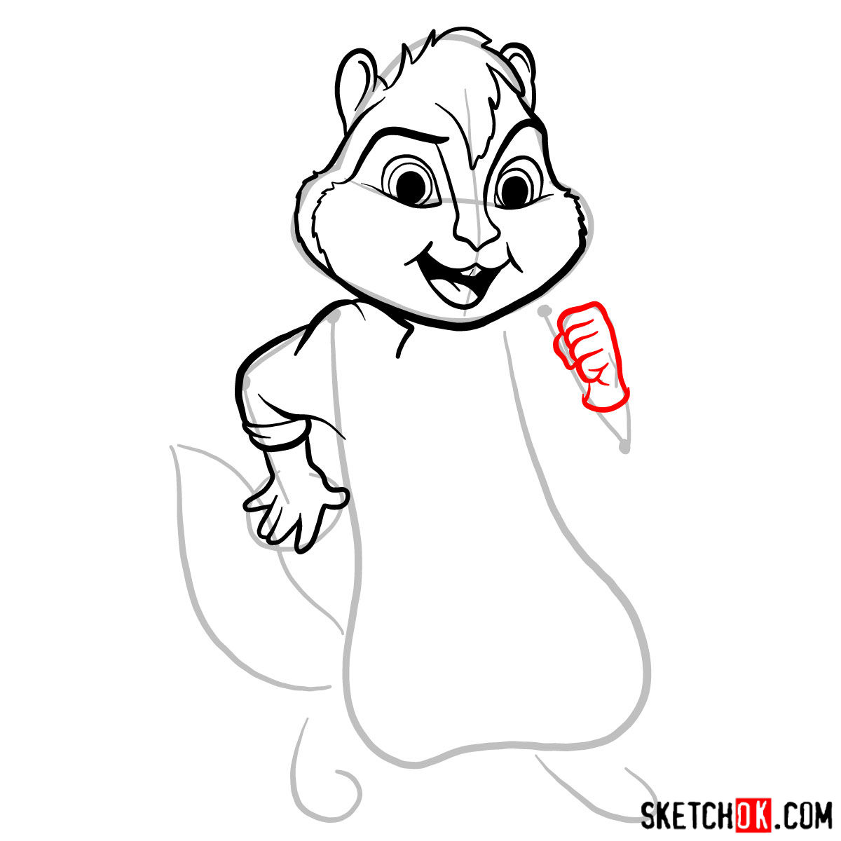 How to draw Alvin from Alvin and the Chipmunks - step 07