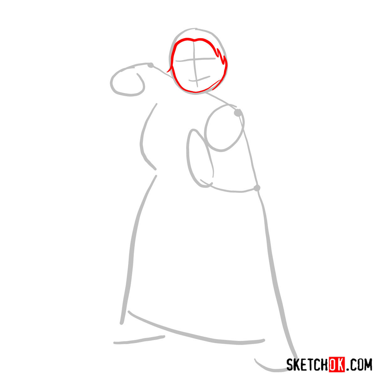 How to draw Princess Fiona - step 02