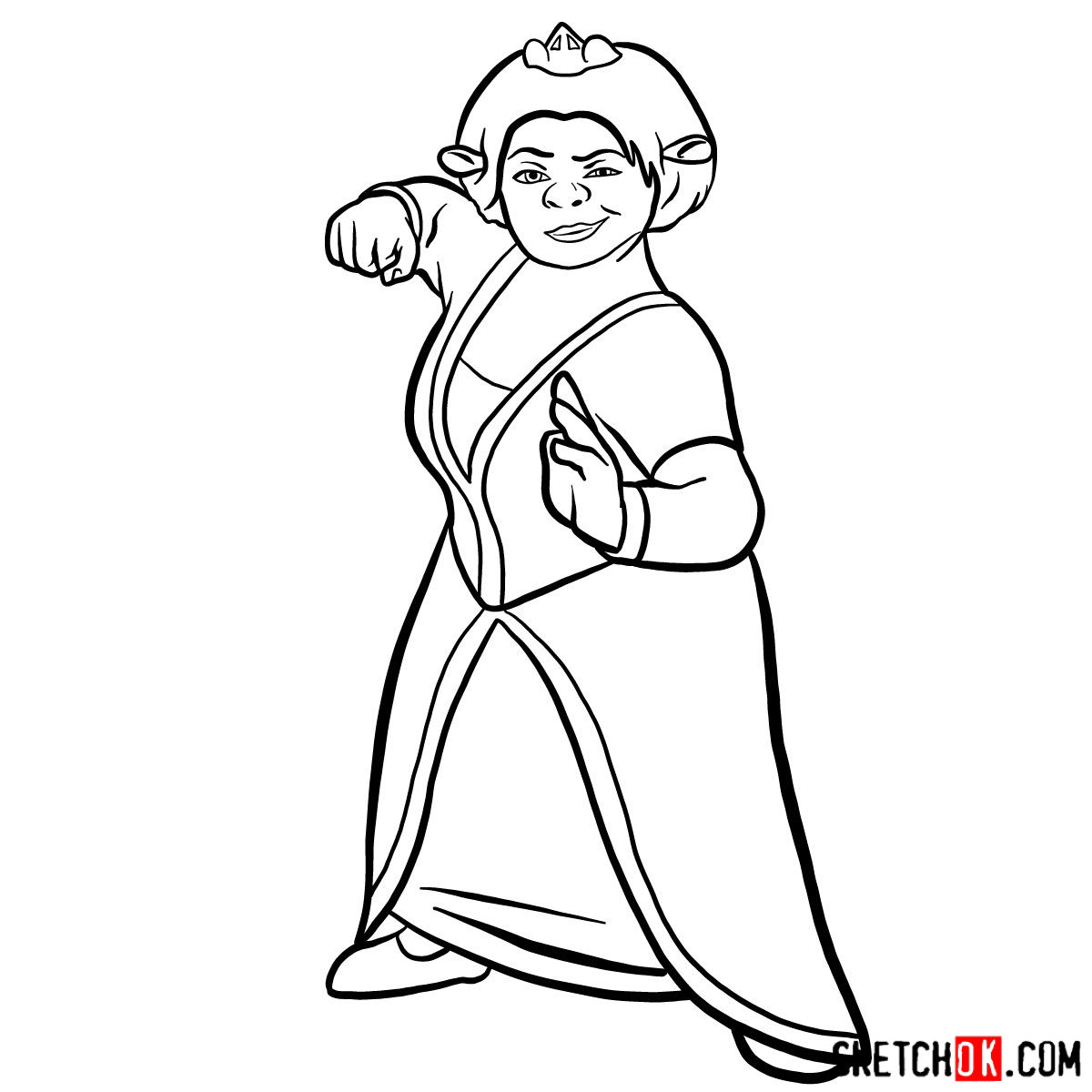How to draw Princess Fiona - step 12