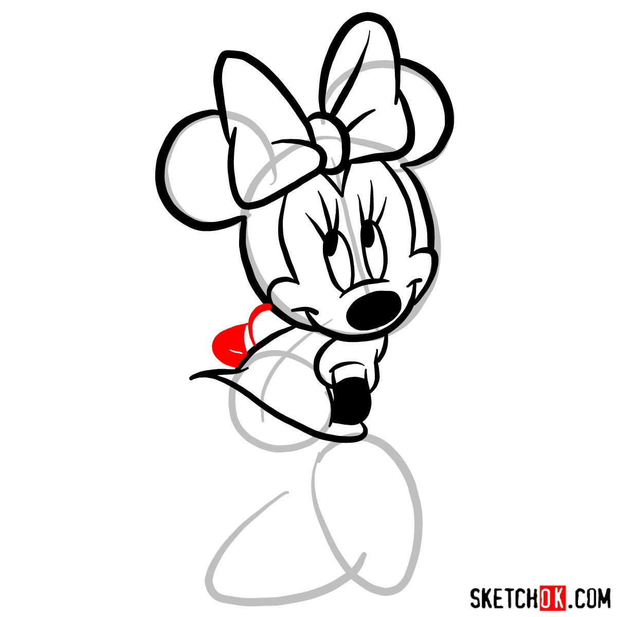 How to draw Minnie Mouse - step 09