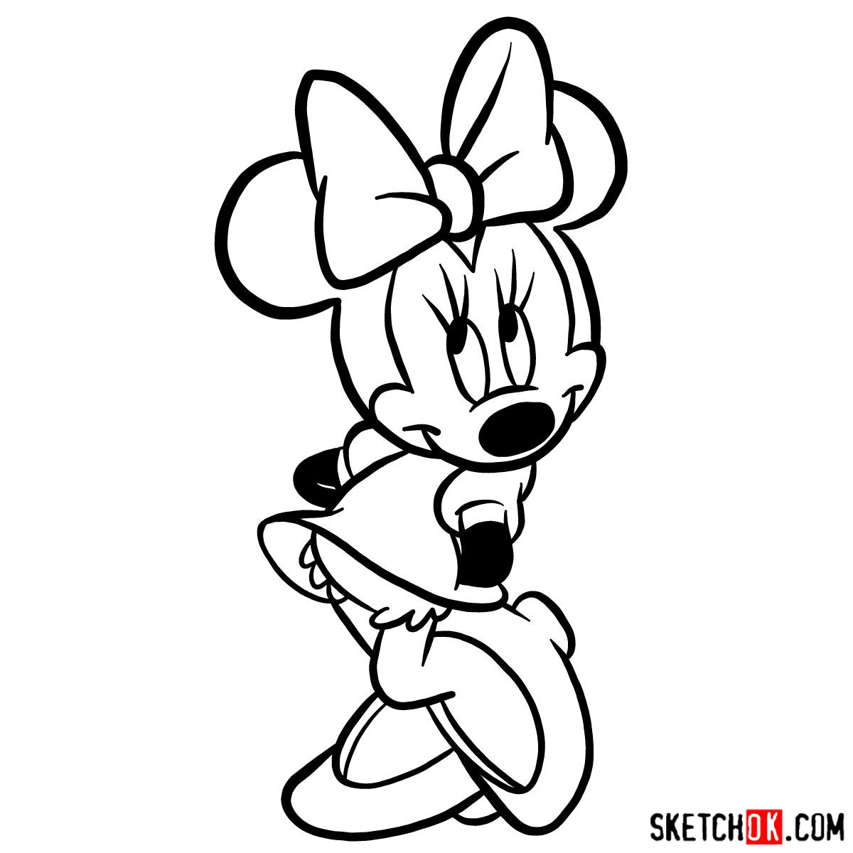 How to draw Minnie Mouse - step 14