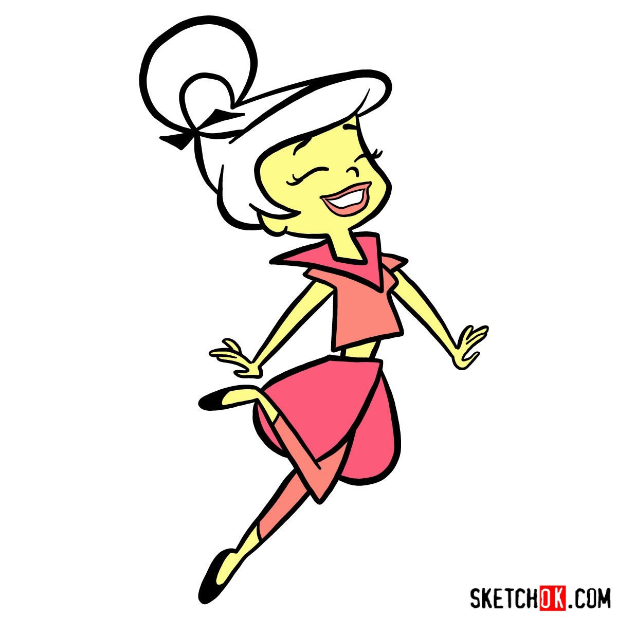 Step-by-step drawing guide of Judy Jetson.