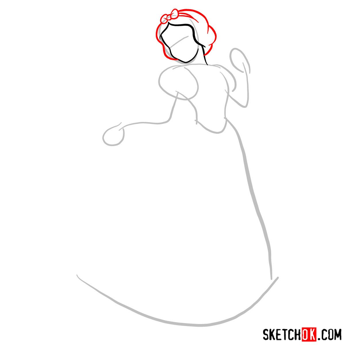 How to draw Snow White - step 03