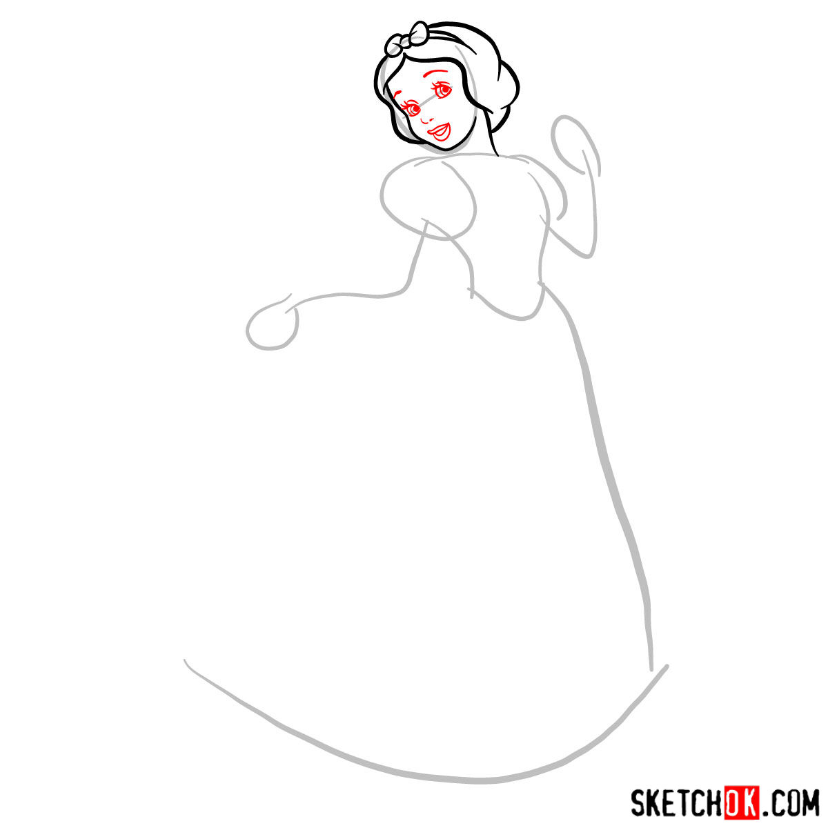 How to draw Snow White - step 04
