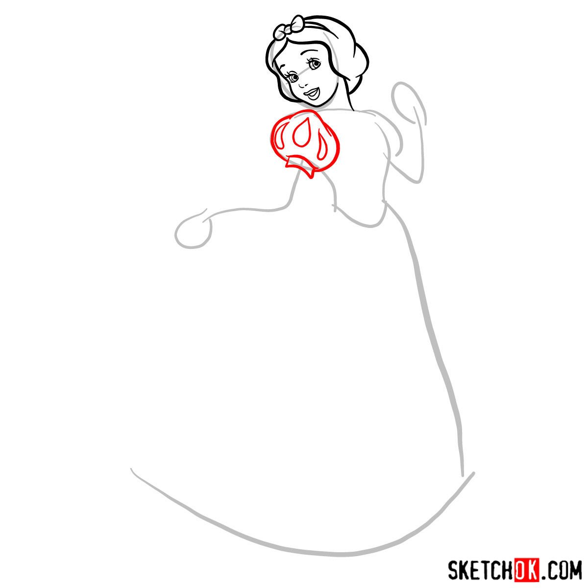 How to draw Snow White - step 05