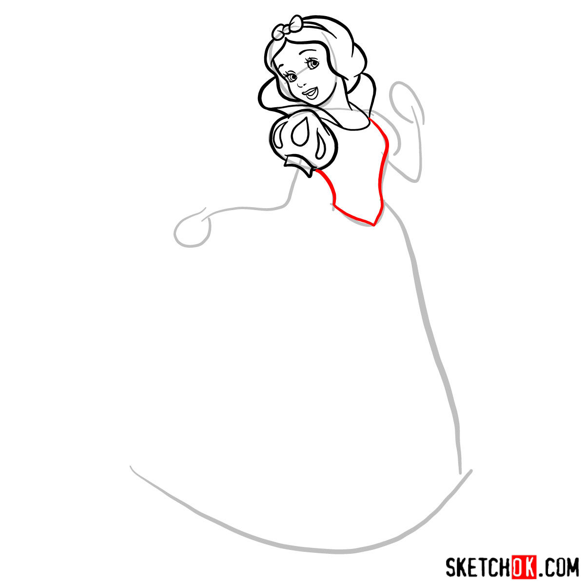How to draw Snow White - step 07