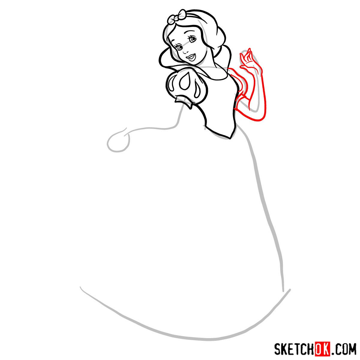 How to draw Snow White - step 08