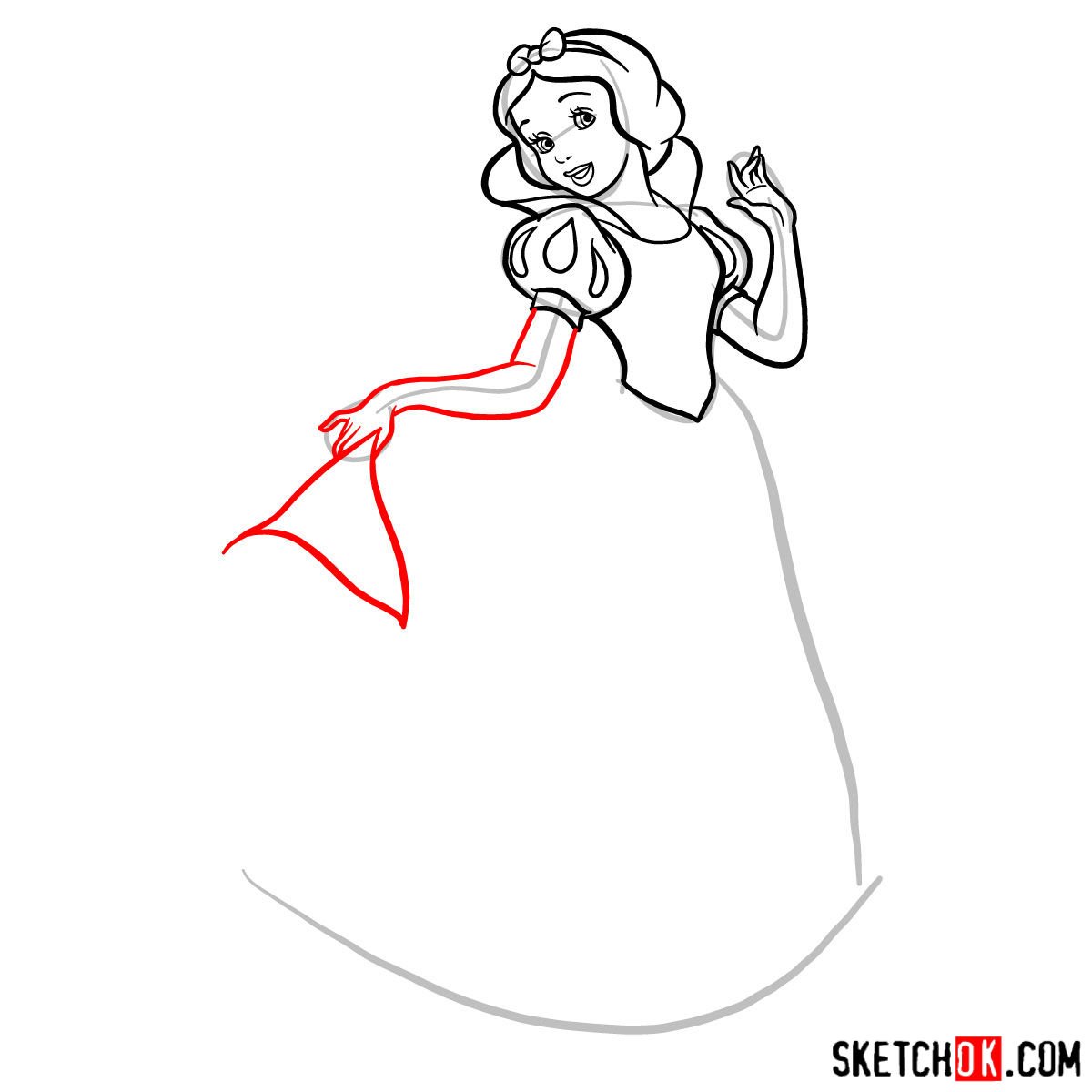 How to draw Snow White - step 09