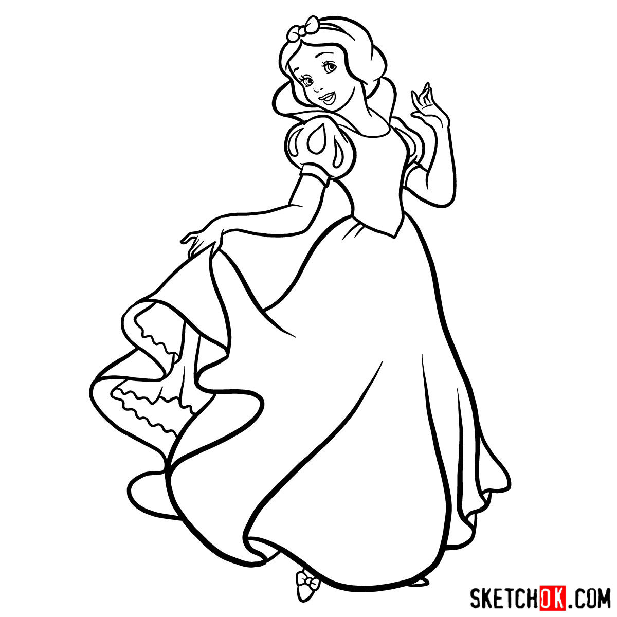 How to draw Snow White - step 15