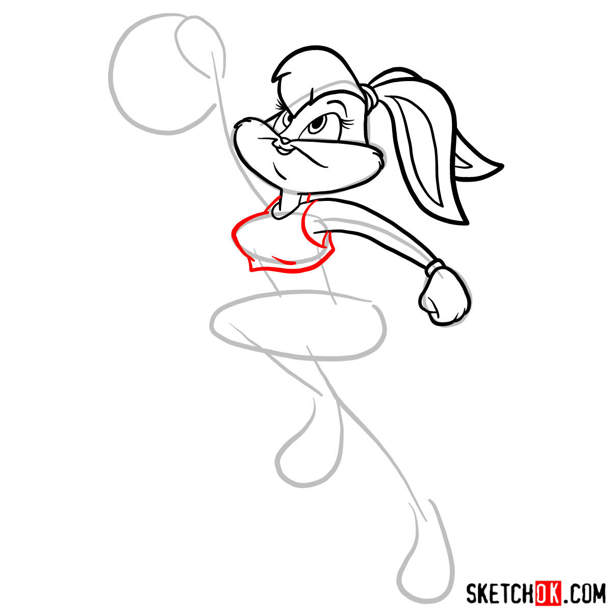 How to draw Lola Bunny playing basketball - step 06